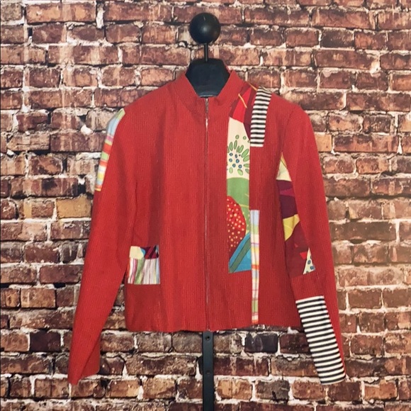 Canvasbacks- Red/Patterned zip up jacket - Picture 1 of 1